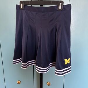 Navy Blue Pleated Skirt with Yellow Logo